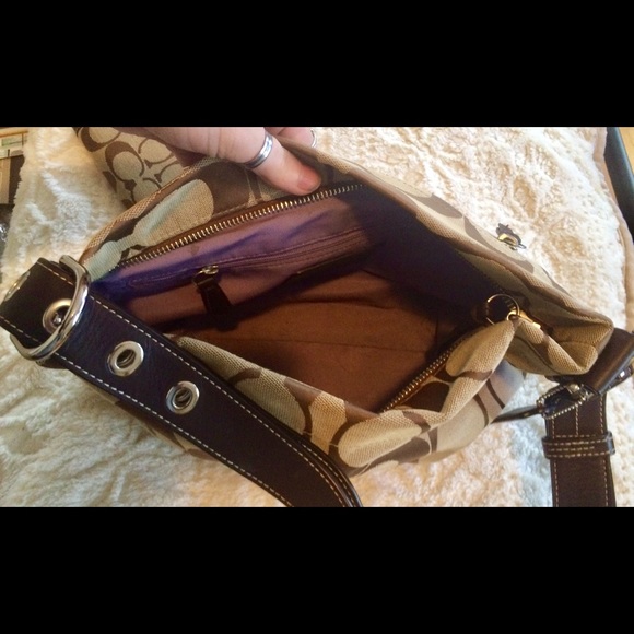 Coach Signature Brown &Beige Shoulder Bag & Wallet - Picture 7 of 13